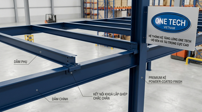 Dầm chính và dầm phụ trong hệ kệ sàn mezzanine