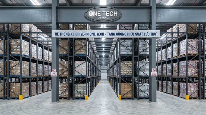 Kho pallet sử dụng hệ thống racking công nghiệp dạng Drive In