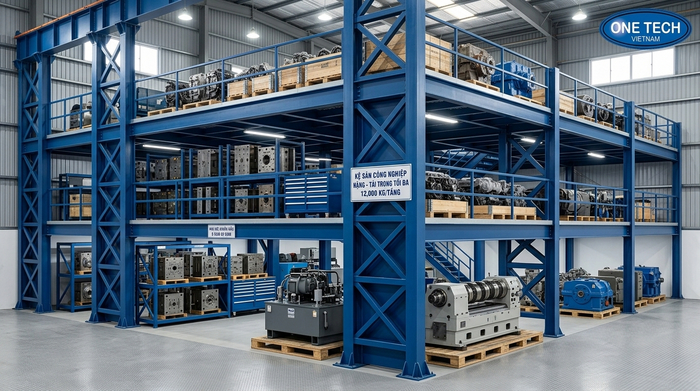 Kệ mezzanine chịu tải nặng cho kho cơ khí
