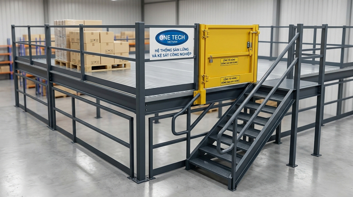 Lan can an toàn cho hệ thống kệ sàn mezzanine công nghiệp