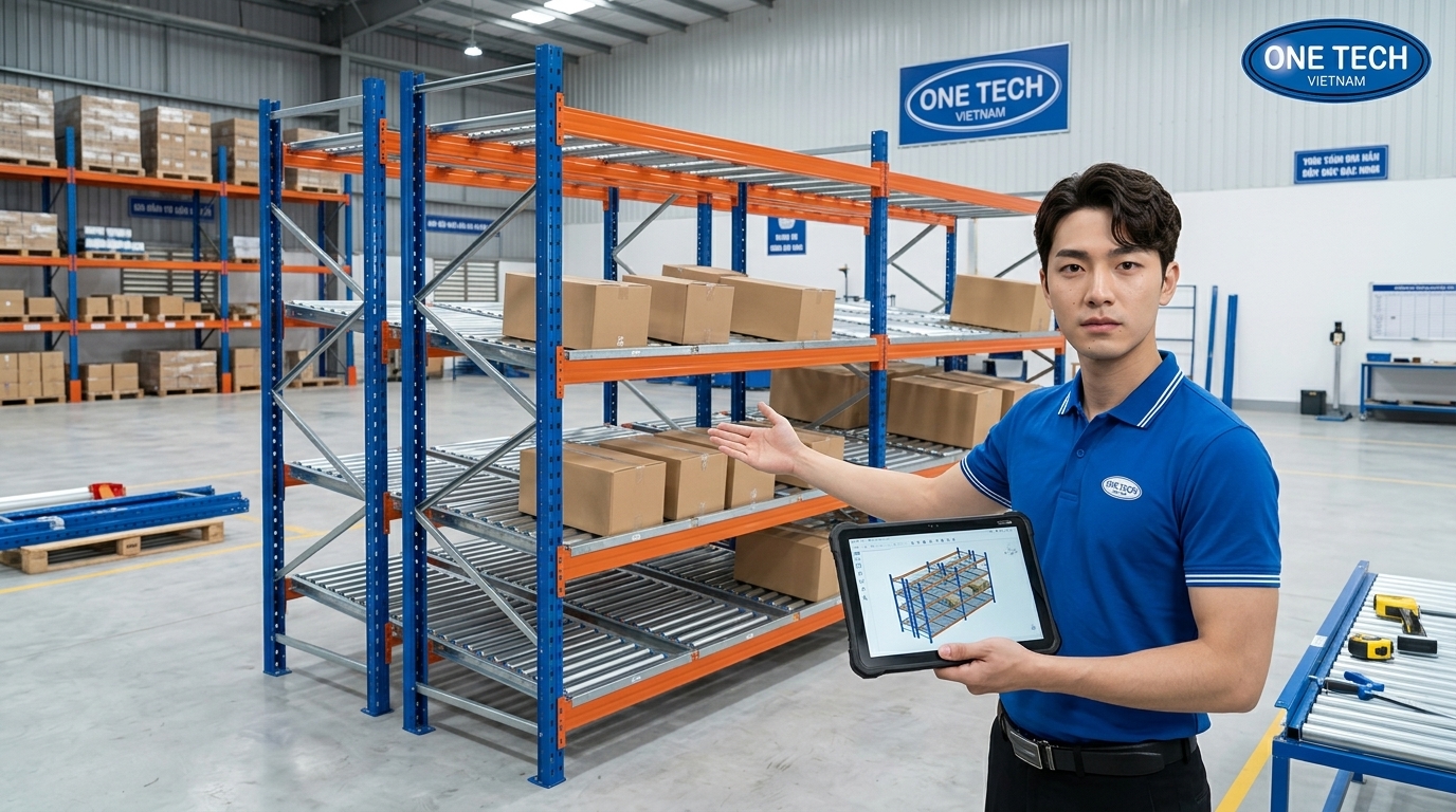 Quy trình khảo sát thiết kế lắp đặt kệ Flow racks Bắc Ninh