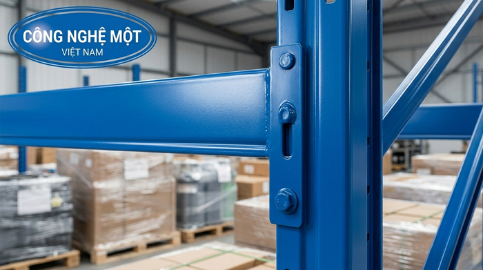 Bề mặt sơn tĩnh điện trên kệ pallet giúp tăng độ bền trong kho công nghiệp