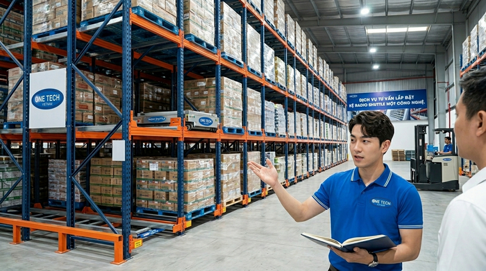 Tư vấn lắp đặt kệ Radio Shuttle Bắc Ninh bởi Kệ kho hàng Bắc Ninh trực thuộc OneTech
