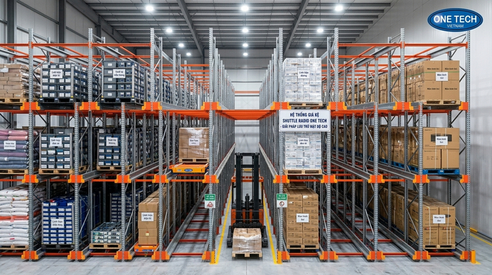 Ứng dụng kệ Radio Shuttle cho kho linh kiện và hàng đóng pallet tại Bắc Ninh
