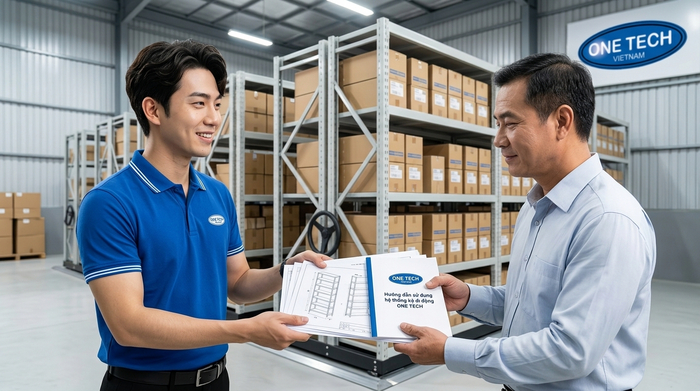 Bàn giao hồ sơ kỹ thuật và hướng dẫn sử dụng kệ kho di động