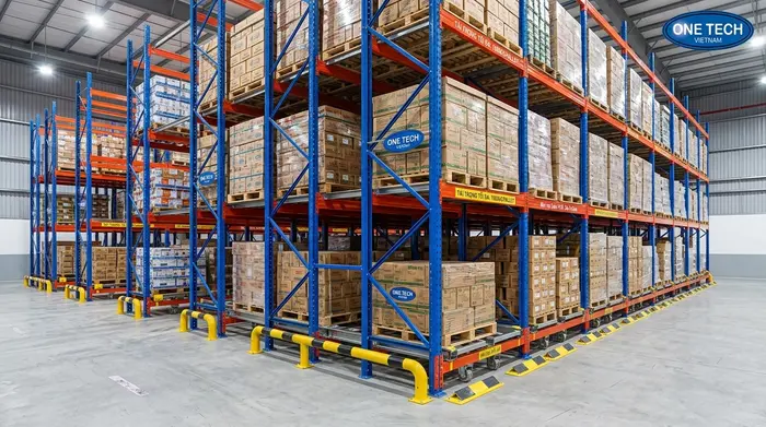 Báo giá kệ push back Bắc Ninh phụ thuộc vào mặt bằng tải trọng và số lượng pallet