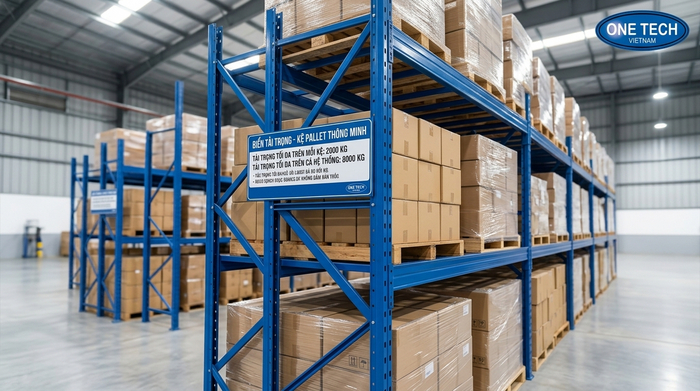 Biển tải trọng và cảnh báo an toàn trên kệ kho Biển tải trọng trên kệ kho thông minh Bắc Ninh