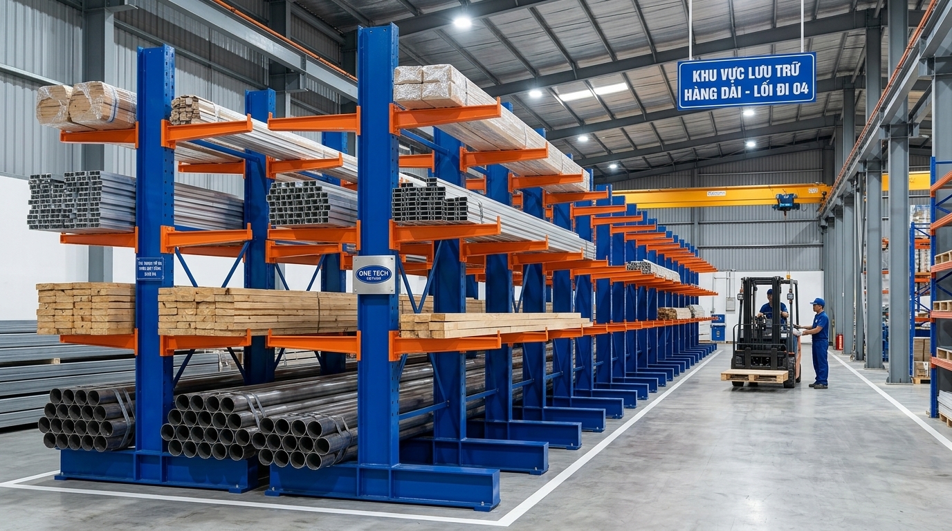 Kệ cantilever Bắc Ninh với tay đỡ lưu trữ hàng dài
