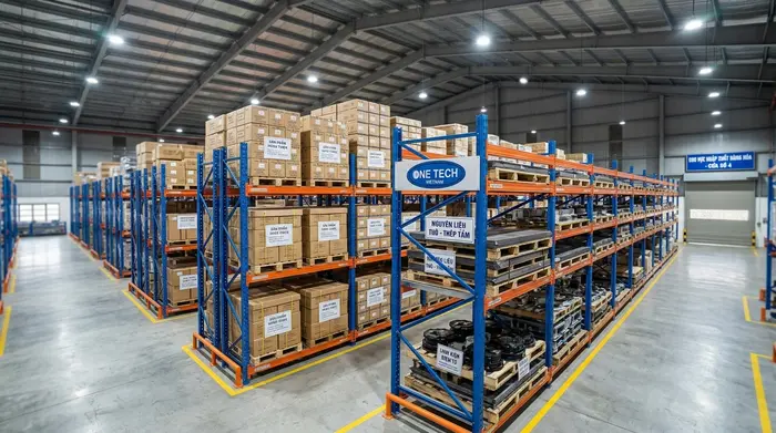 Kệ đẩy lùi push-back rack cho kho nhà máy tại Bắc Ninh