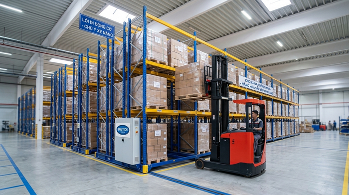 Kệ di động phù hợp xe nâng và pallet trong kho công nghiệp