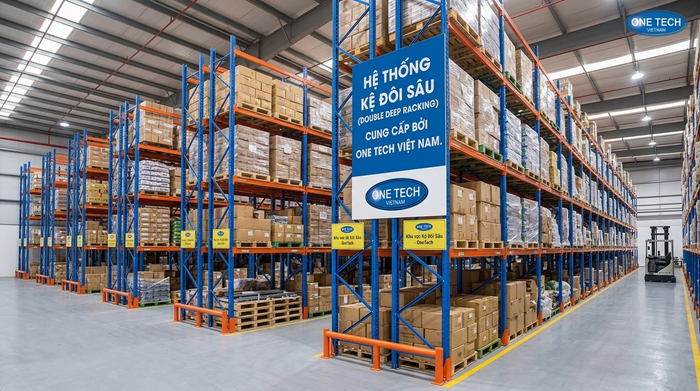 Kệ Double Deep Bắc Ninh lưu trữ pallet theo chiều sâu giúp tăng sức chứa kho