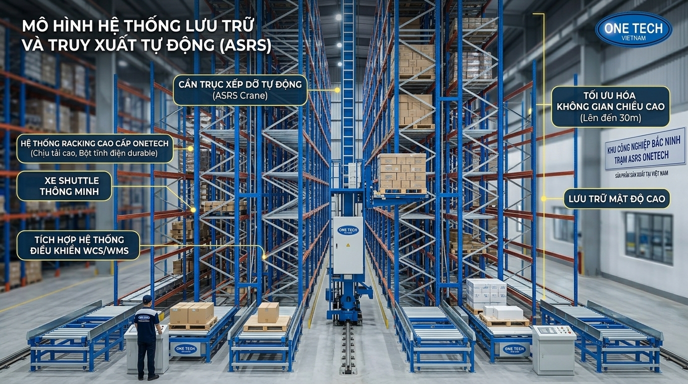 Mô hình hệ thống kệ kho ASRS cho nhà máy tại Bắc Ninh