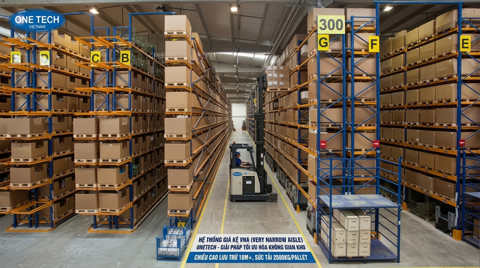 Kệ Narrow Aisle Bắc Ninh cho kho công nghiệp Mô phỏng hệ thống kệ Narrow Aisle trong kho công nghiệp Bắc Ninh