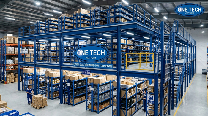 Kệ sàn mezzanine cho kho hàng Bắc Ninh Kệ sàn mezzanine tăng diện tích lưu trữ kho Bắc Ninh