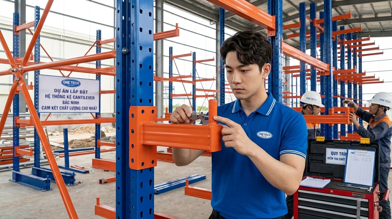 Kiểm tra chất lượng kệ tay đỡ trước khi lắp đặt tại Bắc Ninh