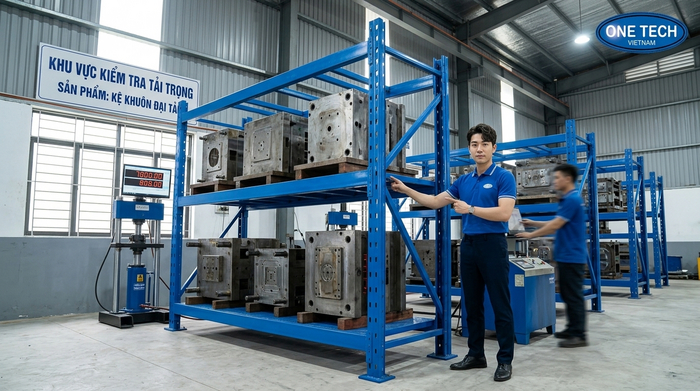 Kiểm tra tải trọng kệ khuôn Bắc Ninh trước khi bàn giao