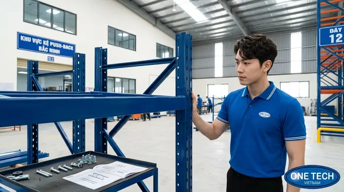 Lắp đặt kệ push back Bắc Ninh trong nhà xưởng công nghiệp