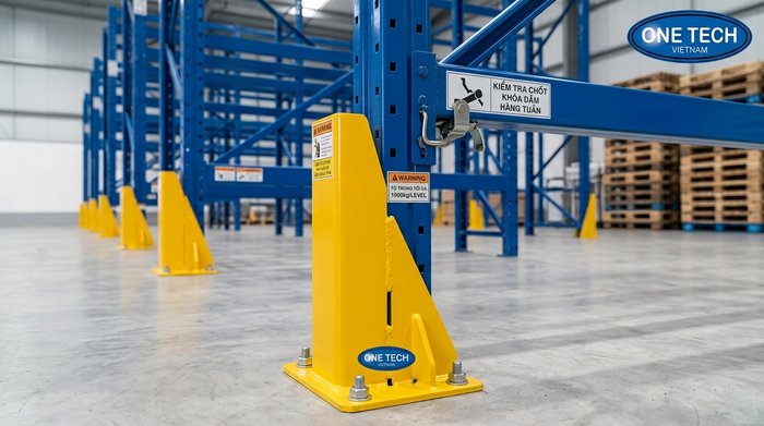 Phụ kiện an toàn cho kệ Selective gồm bảo vệ chân trụ và chốt beam