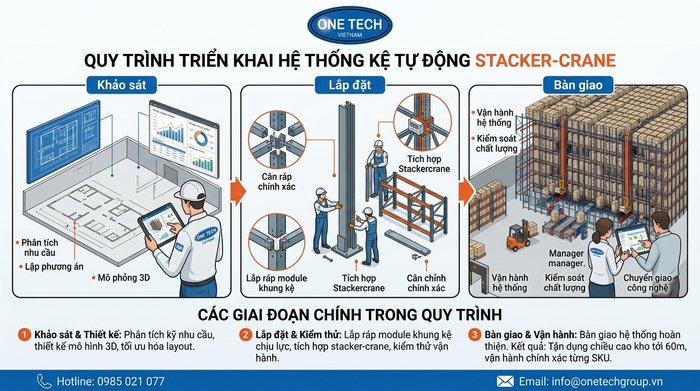 Quy trình khảo sát lắp đặt bàn giao Stacker-Crane Bắc Ninh
