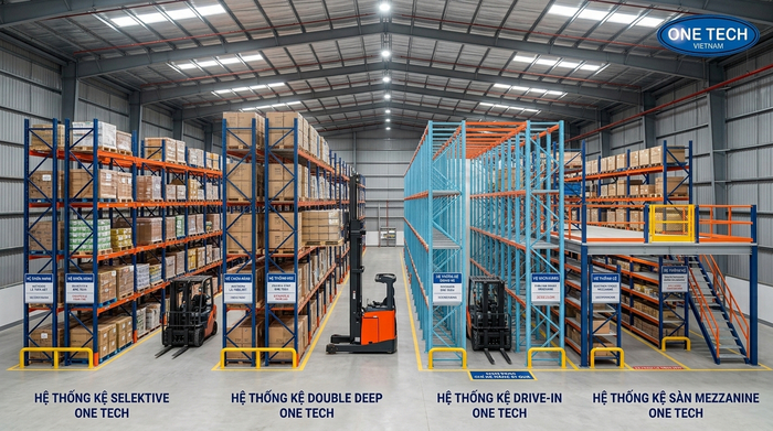 So sánh Kệ Double Deep Bắc Ninh với kệ Drive-In và kệ sàn Mezzanine