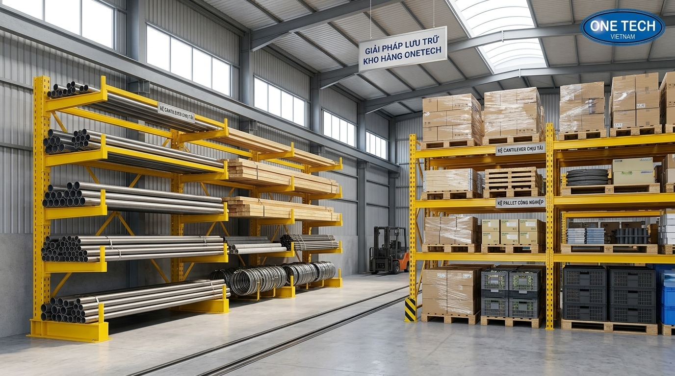 So sánh kệ tay đỡ và kệ pallet trong kho hàng
