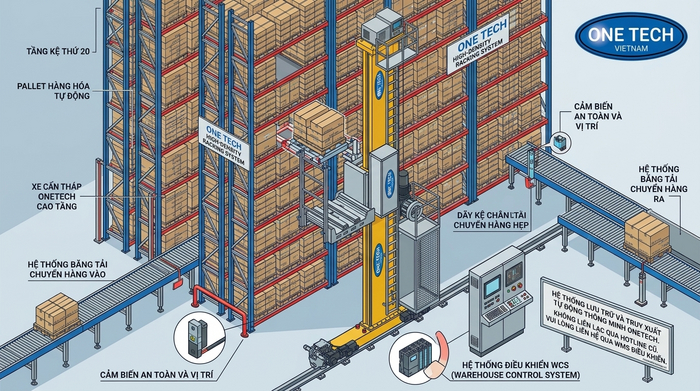 Sơ đồ Stacker-Crane Bắc Ninh trong hệ thống lưu trữ tự động ASRS