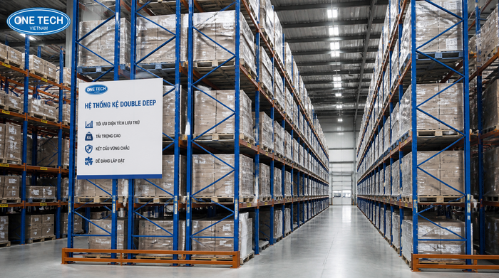Kệ Double Deep tăng mật độ lưu trữ pallet cho kho logistics