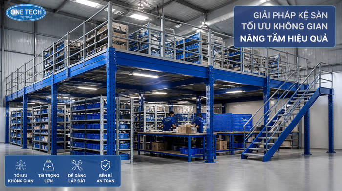 Kệ sàn mezzanine Bắc Ninh tận dụng chiều cao nhà kho