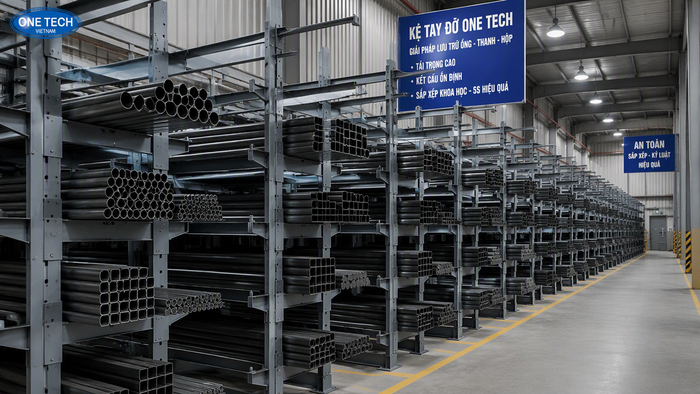 Kệ sắt để ống thép Bắc Ninh phân loại vật tư dài