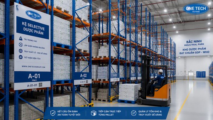 Kệ Selective cho kho dược phẩm Bắc Ninh Hệ thống kệ Selective cho dược phẩm tại khu công nghiệp Bắc Ninh
