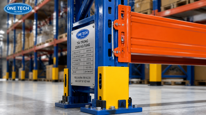 Kiểm tra tải trọng và phụ kiện an toàn của kệ kho logistics