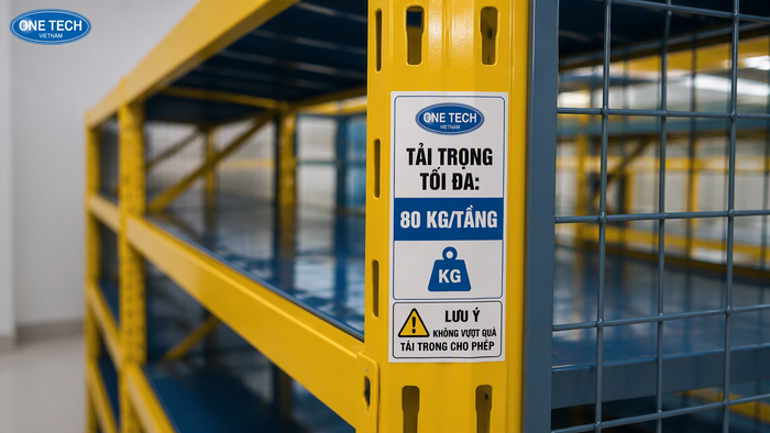 Dán nhãn tải trọng trên kệ trung tải để vận hành an toàn