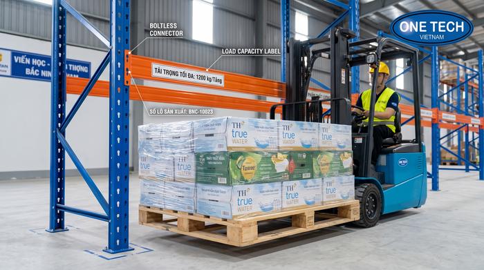 Kiểm tra tải trọng pallet trước khi lắp kệ kho FMCG Bắc Ninh